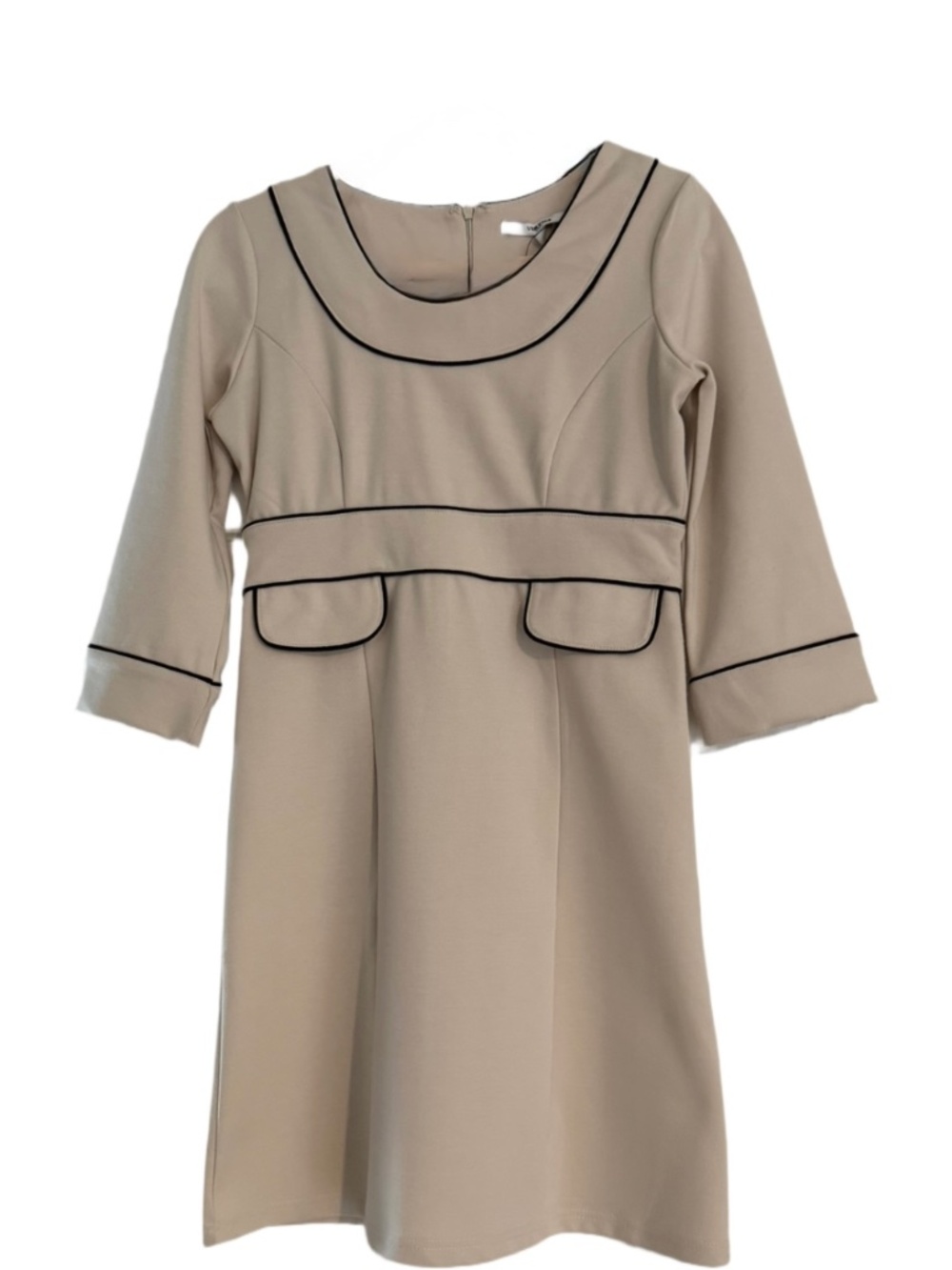 Vertigo Paris Sheath Dress NWT Oyster/Black XS Vintage Inspired Two-Tone